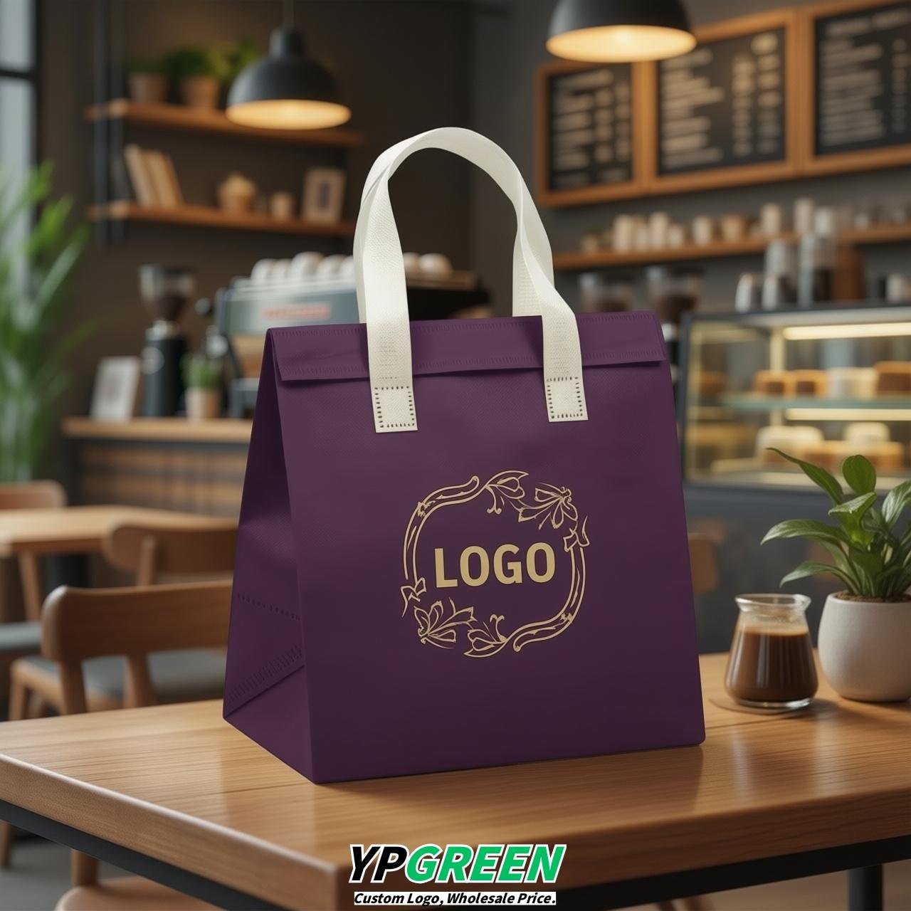 Dark Violet 4-Cup insulated take away bags wholesale 9.5 x 9.5 x 6 inches for Hot & Cold Drink Delivery