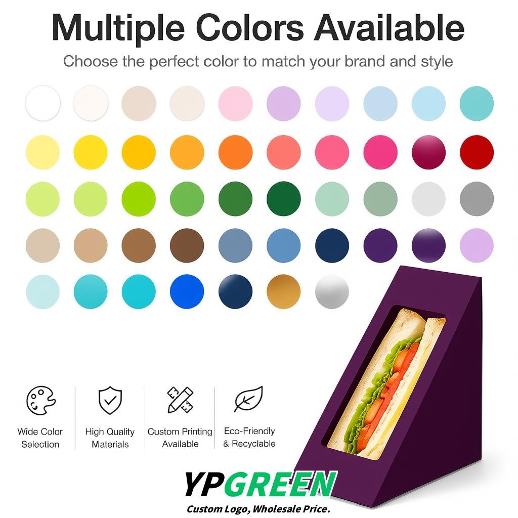 Dark Violet Triangle Paper Sandwich Boxes with Window 4.7x4.7x2.6 Inch - Factory Direct