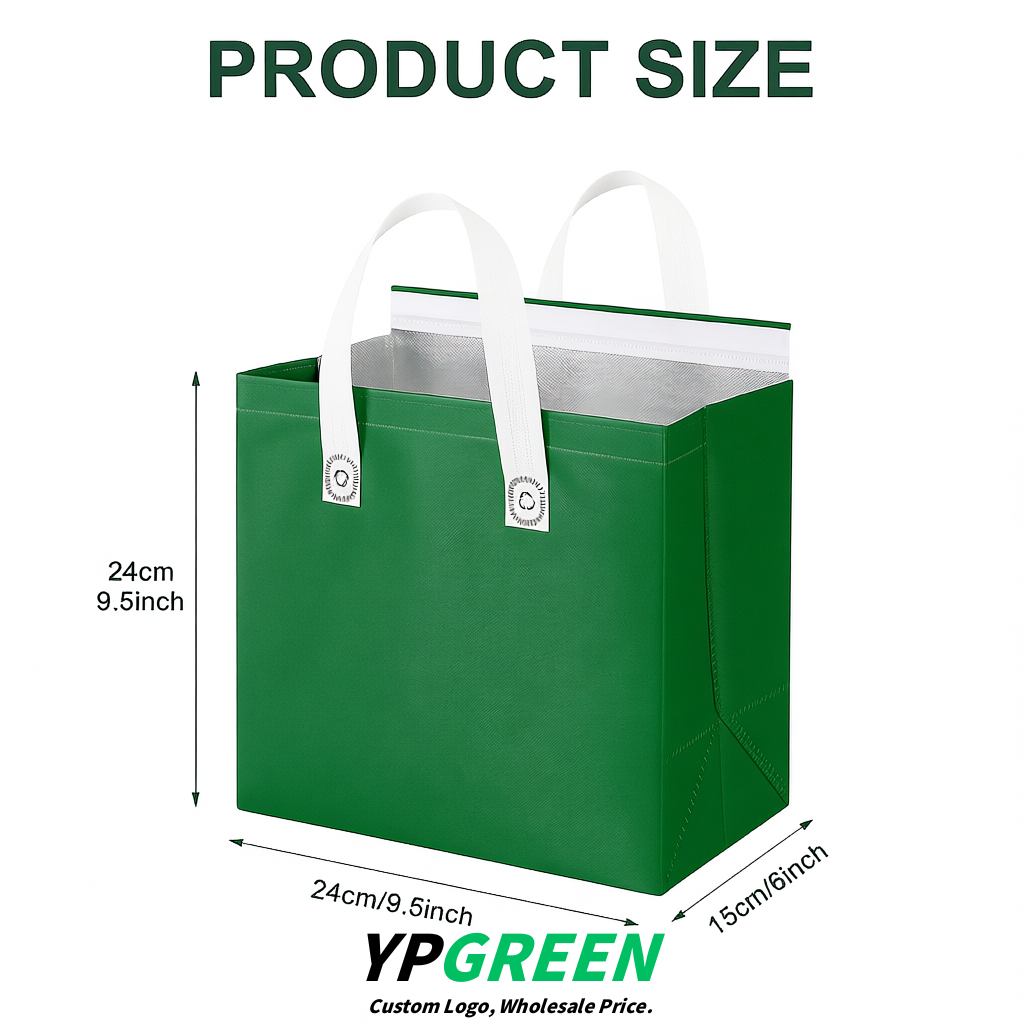 Emerald Green 4-Cup insulated take away bags wholesale 9.5 x 9.5 x 6 inches for Hot & Cold Drink Delivery