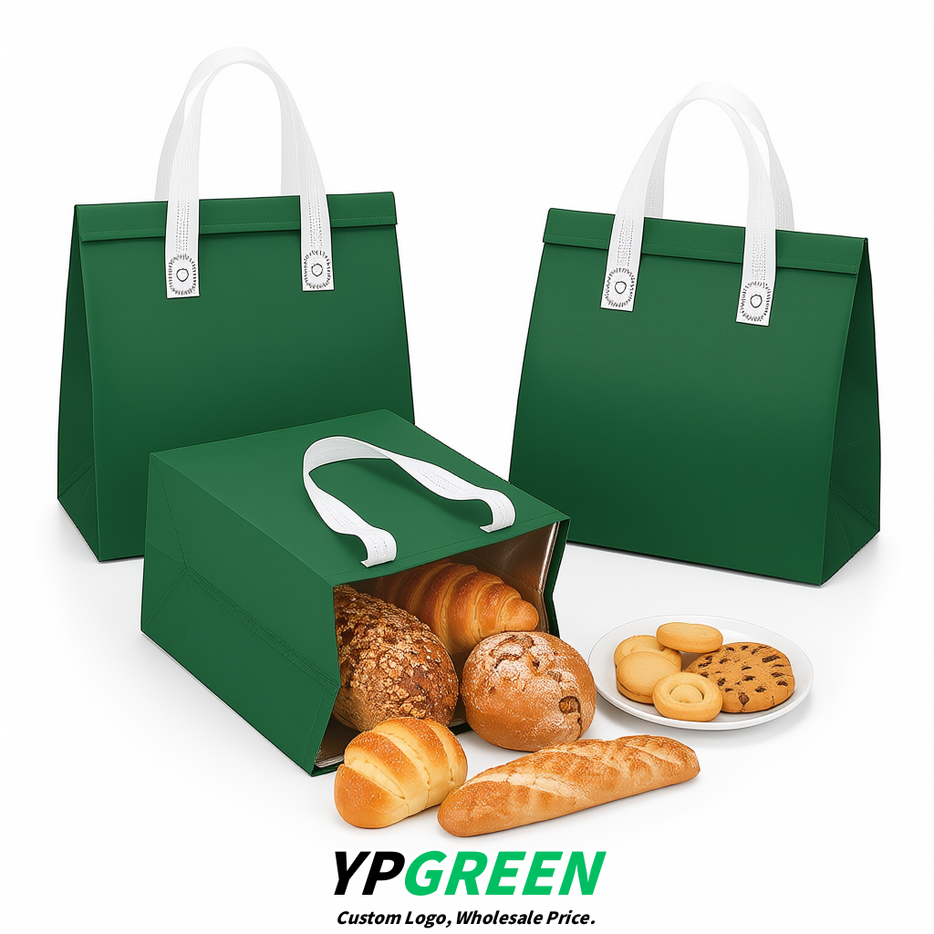 Emerald Green 4-Cup insulated take away bags wholesale 9.5 x 9.5 x 6 inches for Hot & Cold Drink Delivery