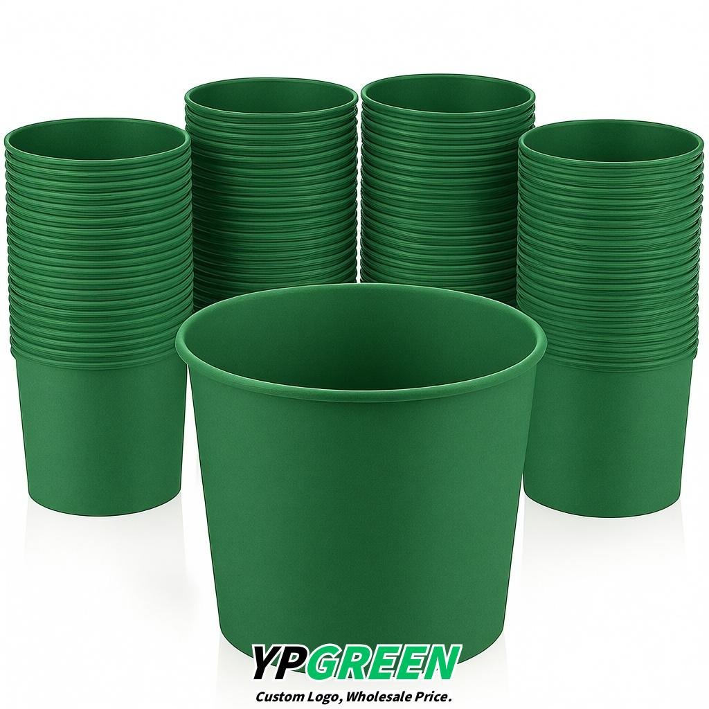 Emerald Green 85 oz Paper Buckets 6.9x5.7x6.3 Inches Cardboard Food Container