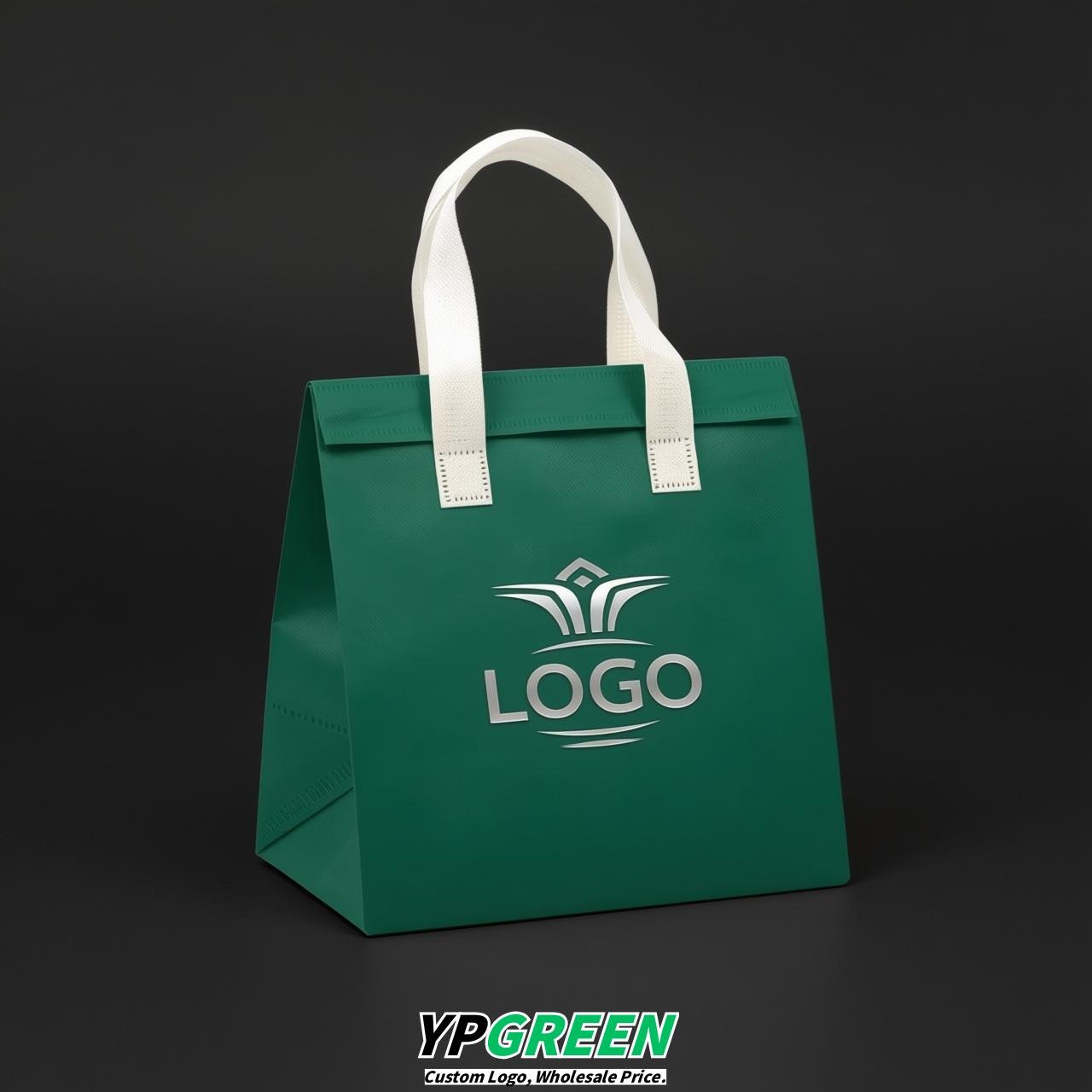 Emerald Green 4-Cup insulated take away bags wholesale 9.5 x 9.5 x 6 inches for Hot & Cold Drink Delivery