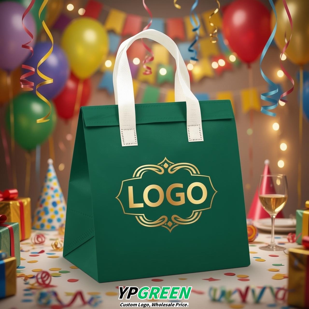 Emerald Green 4-Cup insulated take away bags wholesale 9.5 x 9.5 x 6 inches for Hot & Cold Drink Delivery