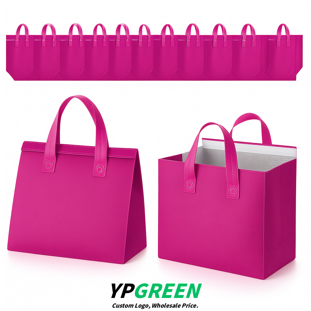 Fuchsia 4-Cup insulated take away bags wholesale 9.5 x 9.5 x 6 inches for Hot & Cold Drink Delivery