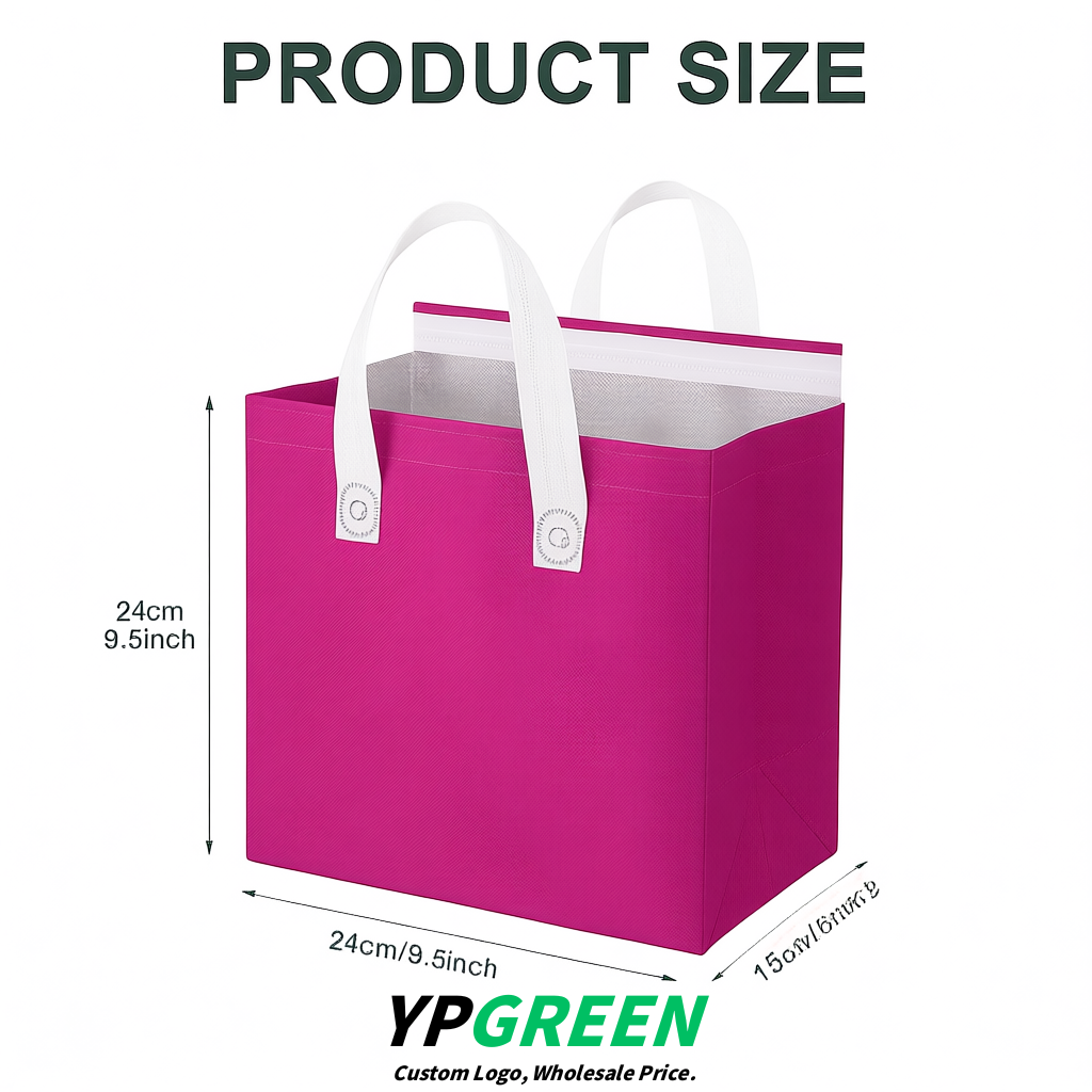 Fuchsia 4-Cup insulated take away bags wholesale 9.5 x 9.5 x 6 inches for Hot & Cold Drink Delivery