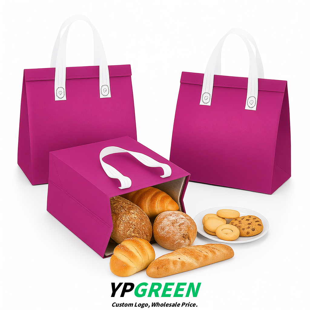 Fuchsia 4-Cup insulated take away bags wholesale 9.5 x 9.5 x 6 inches for Hot & Cold Drink Delivery