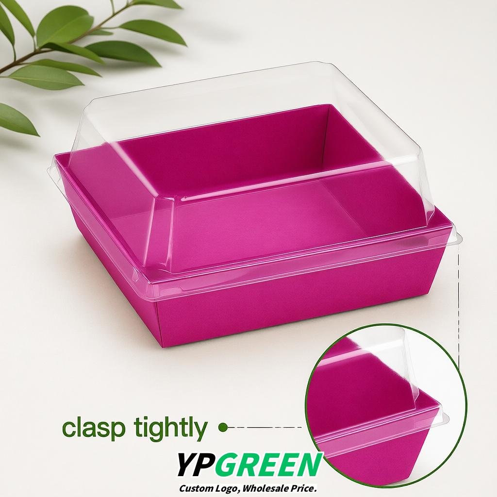 Fuchsia Charcuterie Boxes with Clear Lids - 4 inches & 5 inches Disposable Paper Square Food Containers