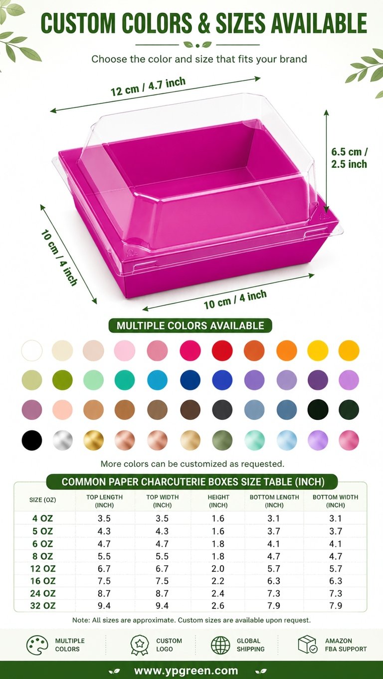 Fuchsia Charcuterie Boxes with Clear Lids - 4 inches & 5 inches Disposable Paper Square Food Containers Fuchsia Charcuterie Boxes with Clear Lids - 4 inches & 5 inches Disposable Paper Square Food Containers