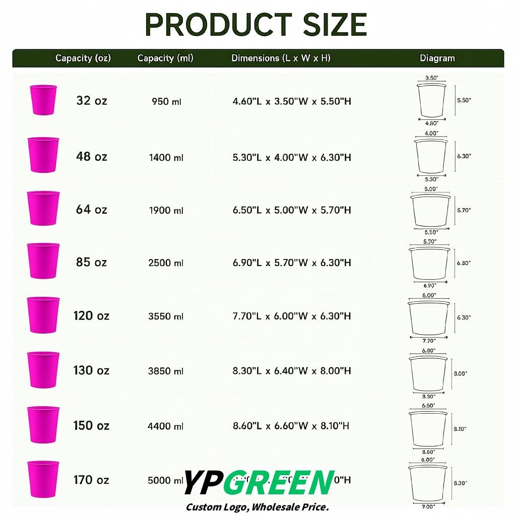 Fuchsia 85 oz Paper Buckets 6.9x5.7x6.3 Inches Cardboard Food Container