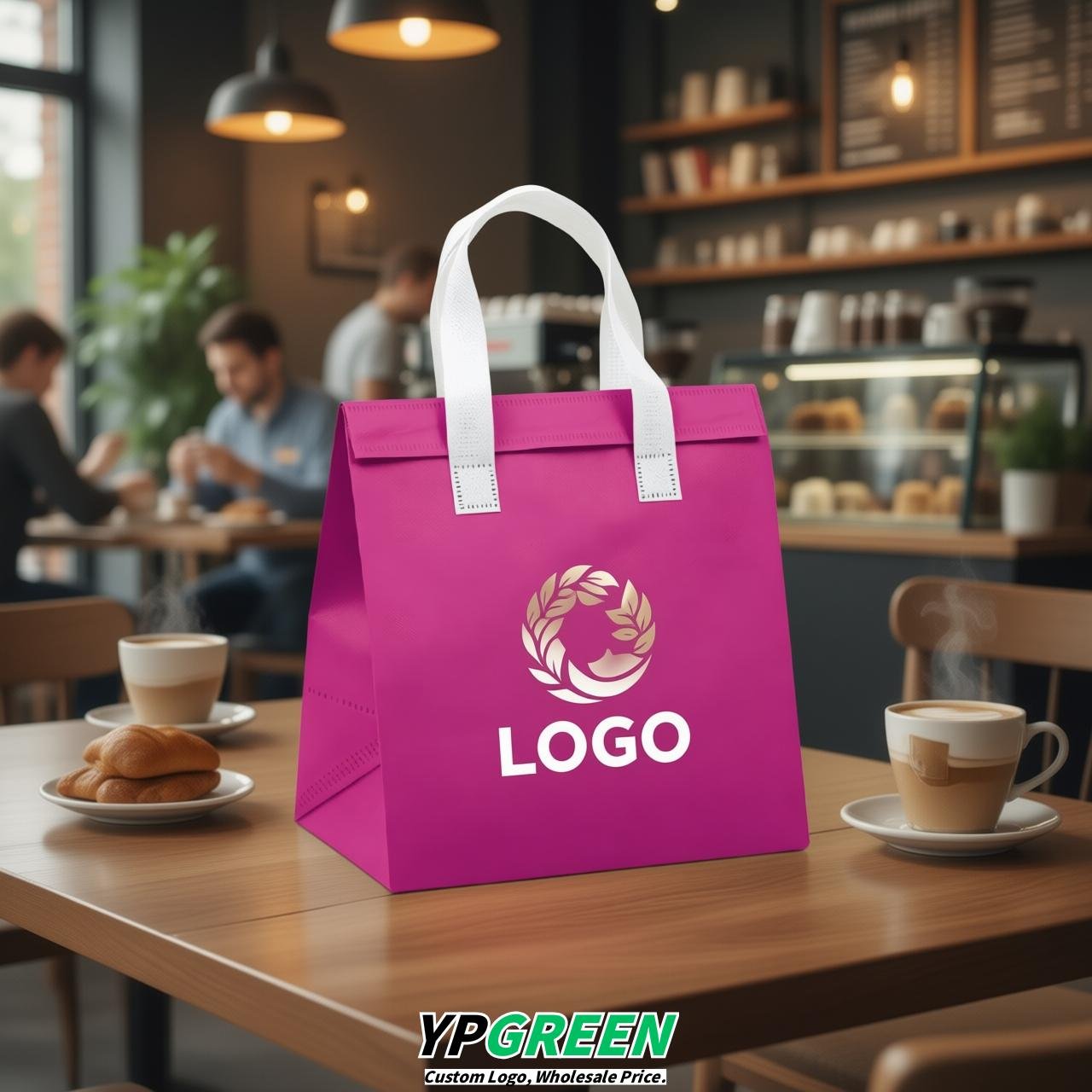 Fuchsia 4-Cup insulated take away bags wholesale 9.5 x 9.5 x 6 inches for Hot & Cold Drink Delivery