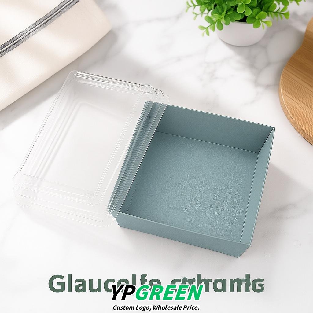 Glaucous Charcuterie Boxes with Clear Lids - 4 inches & 5 inches Disposable Paper Square Food Containers