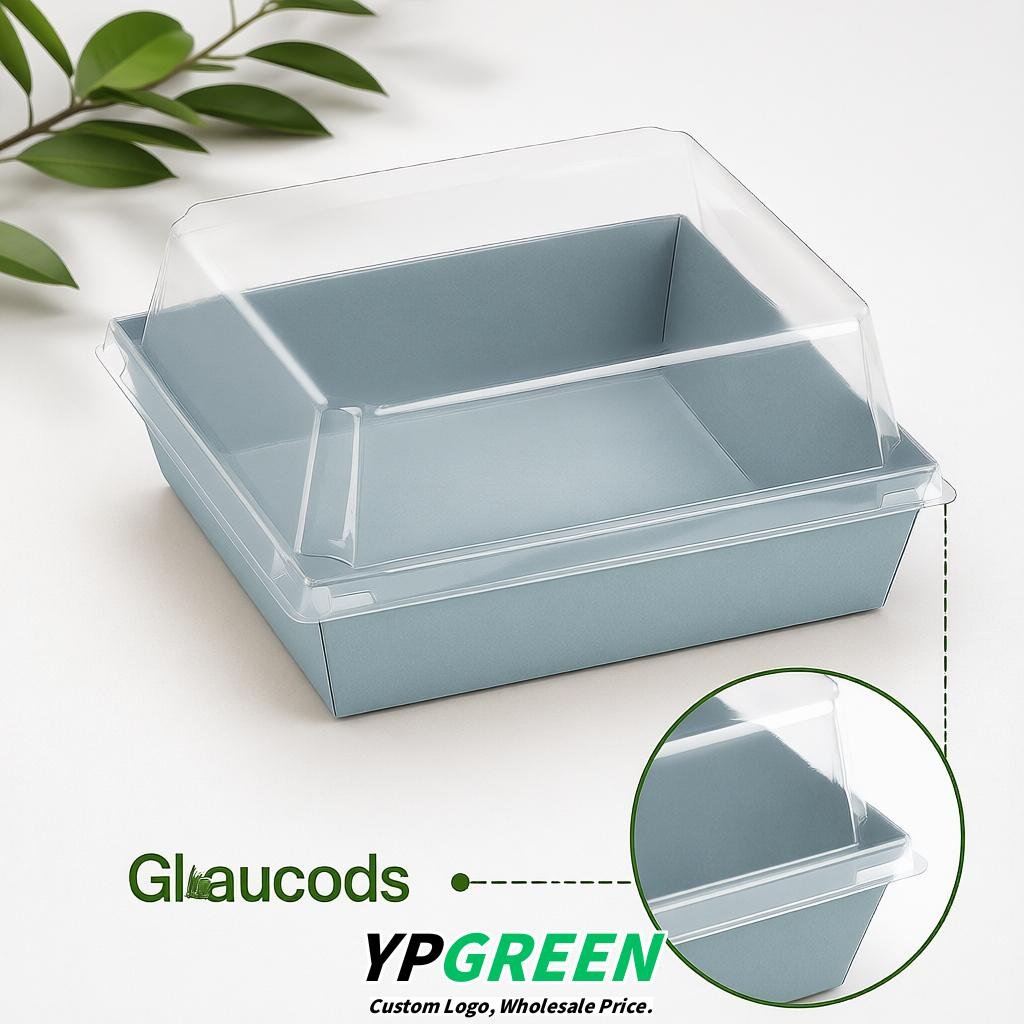 Glaucous Charcuterie Boxes with Clear Lids - 4 inches & 5 inches Disposable Paper Square Food Containers