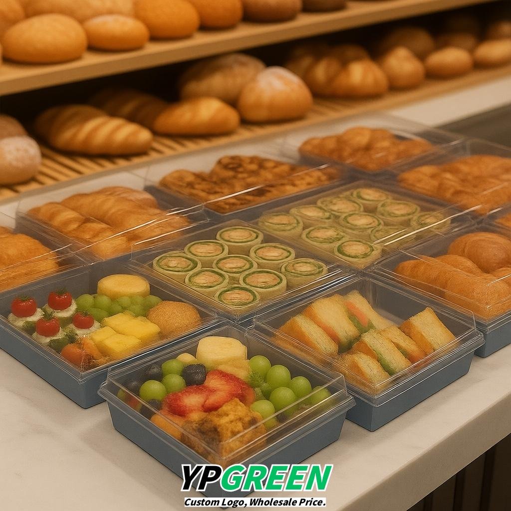 Glaucous Charcuterie Boxes with Clear Lids - 4 inches & 5 inches Disposable Paper Square Food Containers