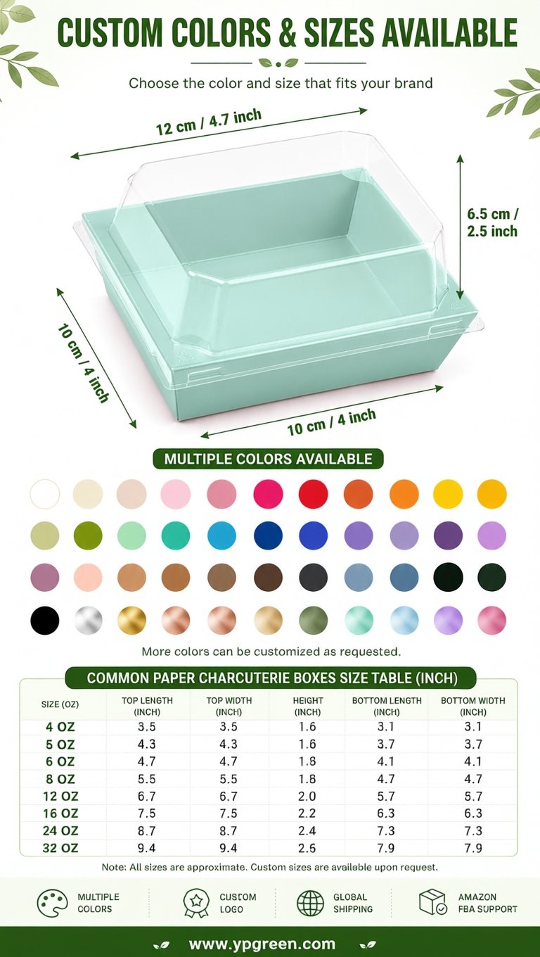 Glaucous Charcuterie Boxes with Clear Lids - 4 inches & 5 inches Disposable Paper Square Food Containers Glaucous Charcuterie Boxes with Clear Lids - 4 inches & 5 inches Disposable Paper Square Food Containers