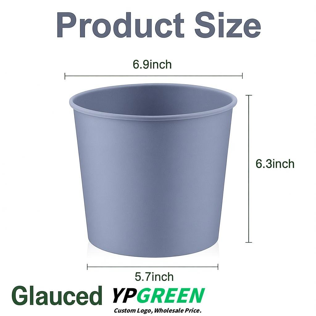 Glaucous 85 oz Paper Buckets 6.9x5.7x6.3 Inches Cardboard Food Container