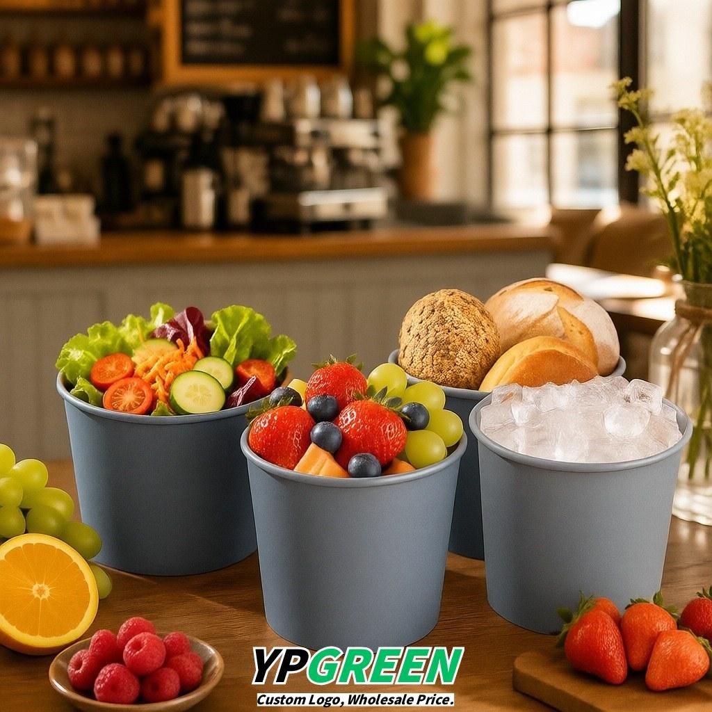 Glaucous 85 oz Paper Buckets 6.9x5.7x6.3 Inches Cardboard Food Container