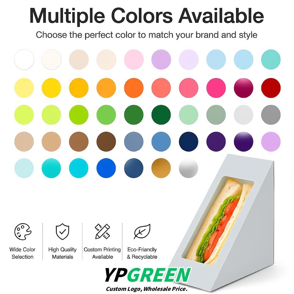 Glaucous Triangle Paper Sandwich Boxes with Window 4.7x4.7x2.6 Inch - Factory Direct