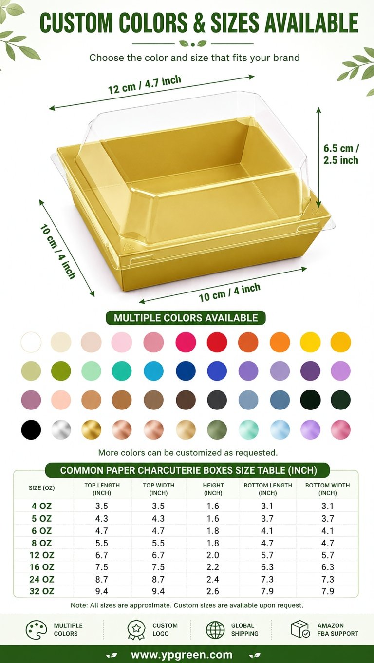 Gold Charcuterie Boxes with Clear Lids - 4 inches & 5 inches Disposable Paper Square Food Containers Gold Charcuterie Boxes with Clear Lids - 4 inches & 5 inches Disposable Paper Square Food Containers