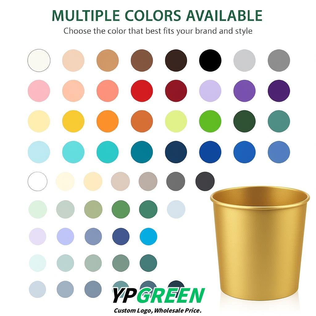 Gold 85 oz Paper Buckets 6.9x5.7x6.3 Inches Cardboard Food Container