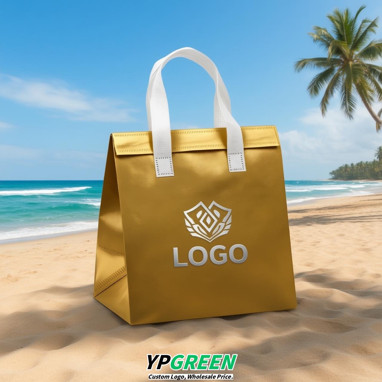 Gold 4-Cup insulated take away bags wholesale 9.5 x 9.5 x 6 inches for Hot & Cold Drink Delivery