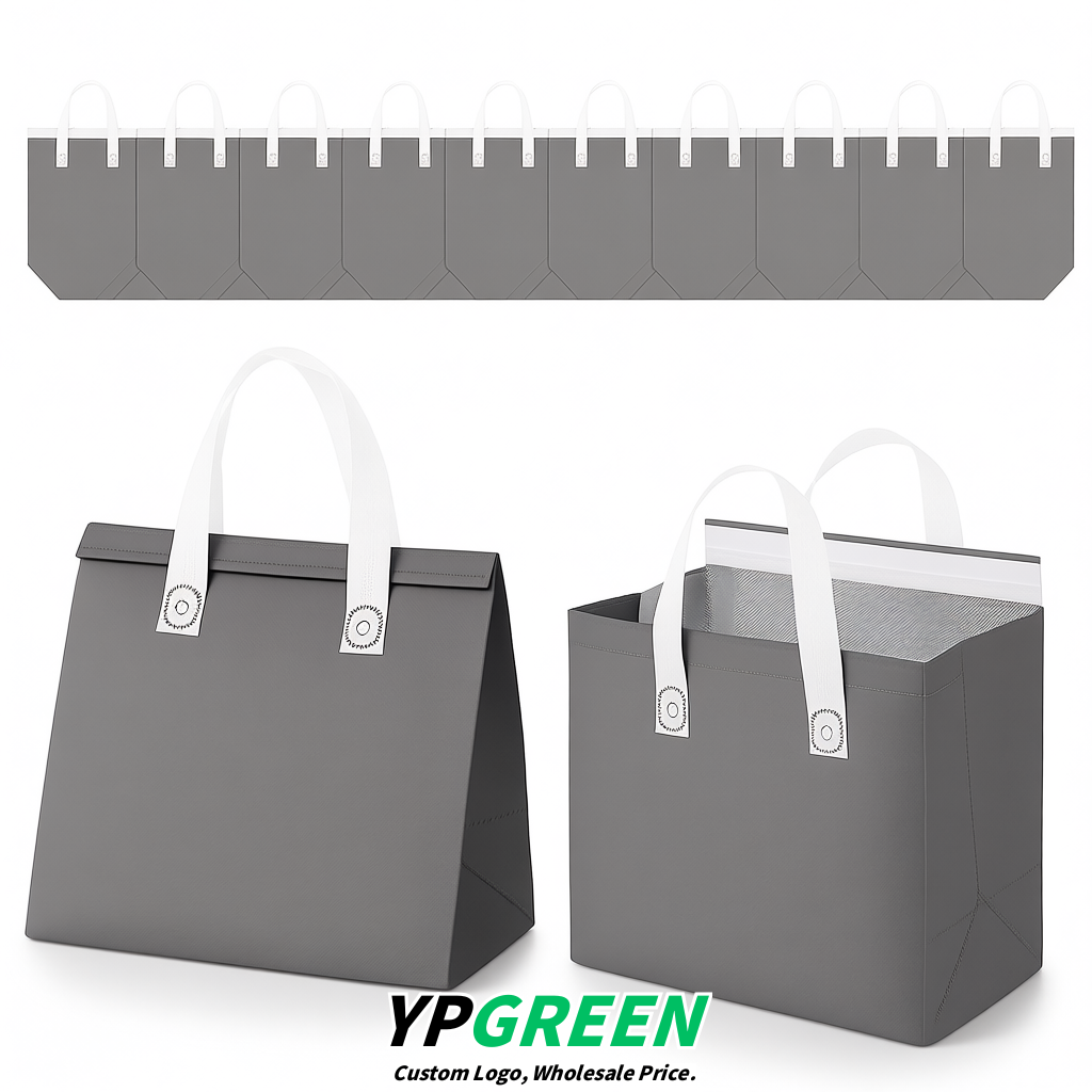 Gray 4-Cup insulated take away bags wholesale 9.5 x 9.5 x 6 inches for Hot & Cold Drink Delivery
