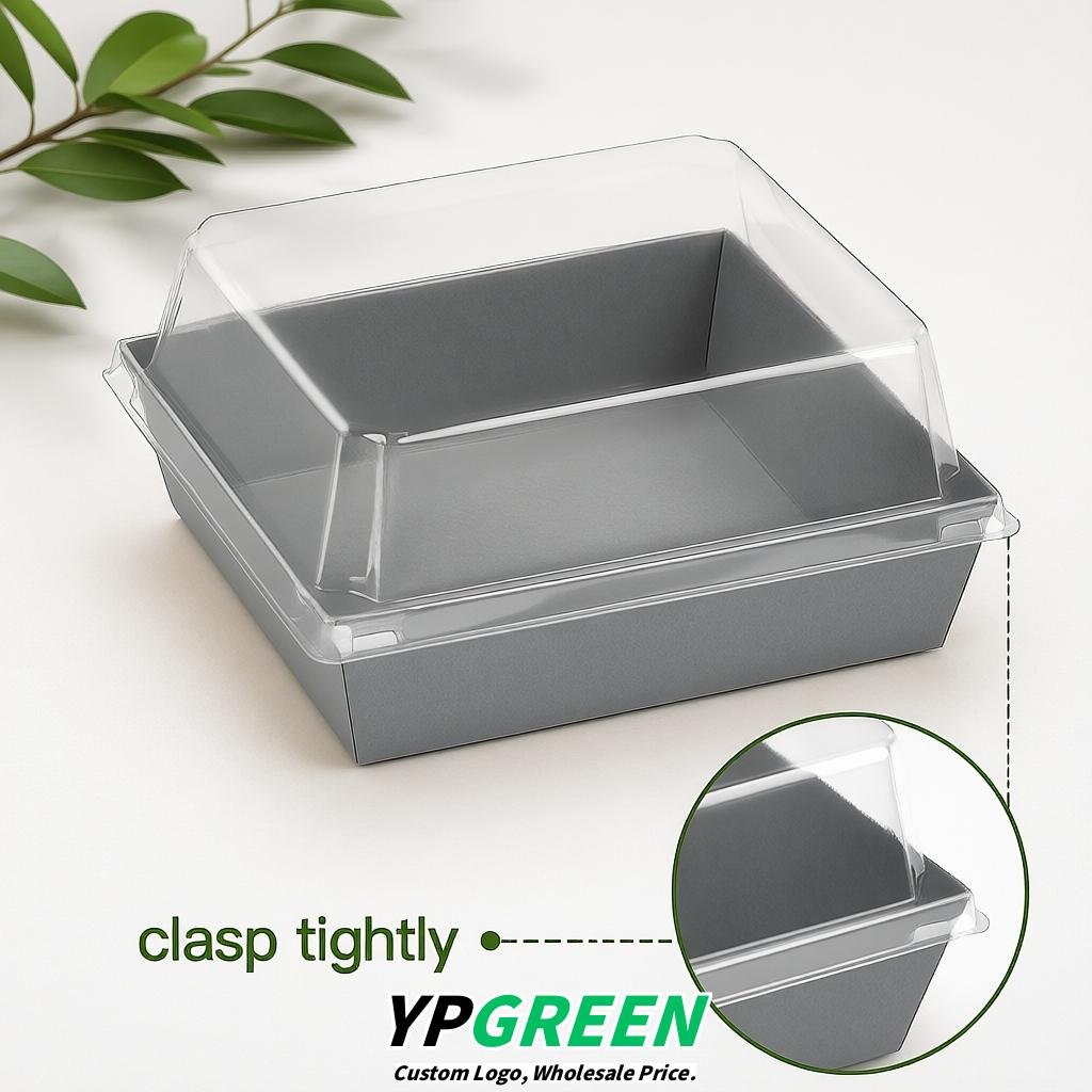 Gray Charcuterie Boxes with Clear Lids - 4 inches & 5 inches Disposable Paper Square Food Containers