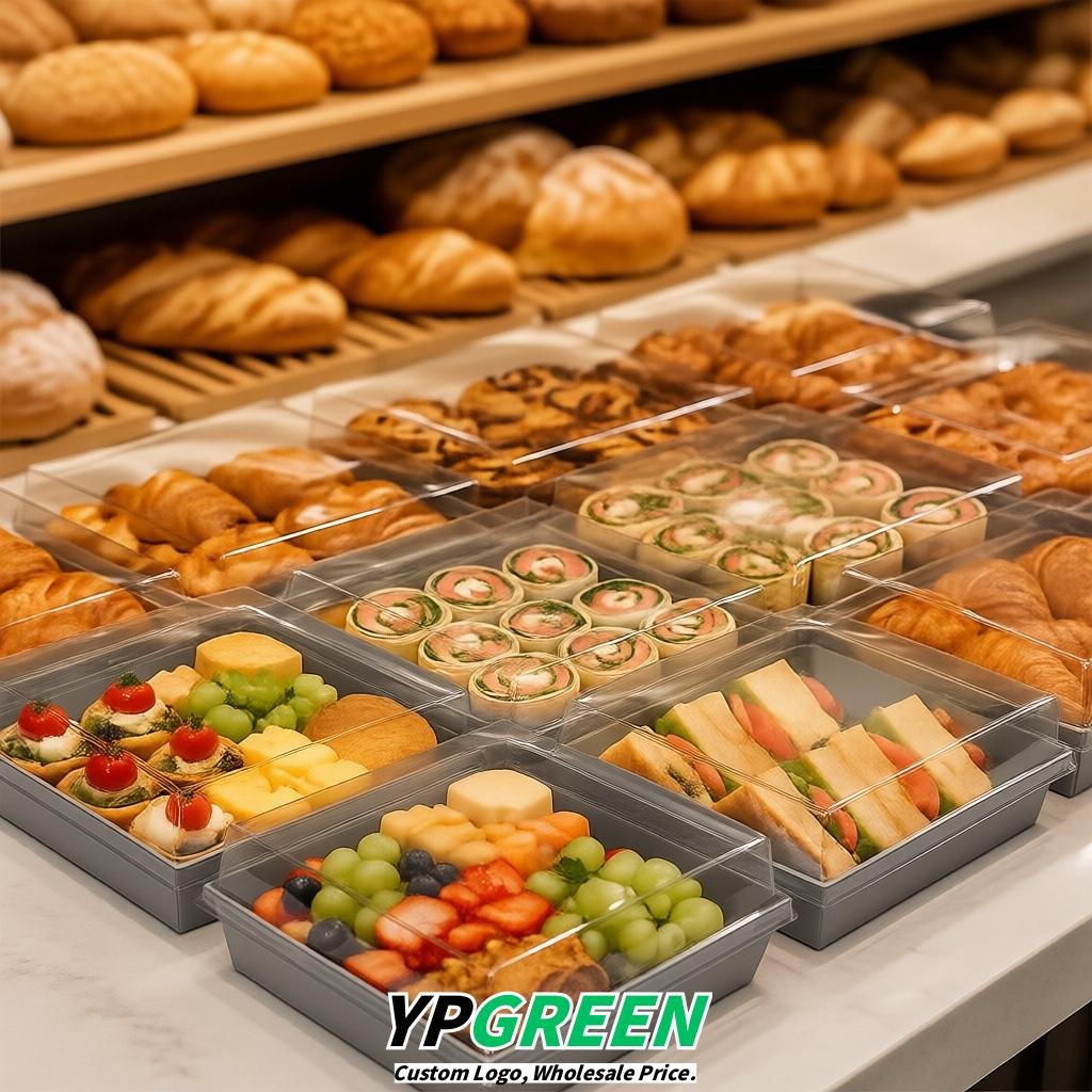 Gray Charcuterie Boxes with Clear Lids - 4 inches & 5 inches Disposable Paper Square Food Containers