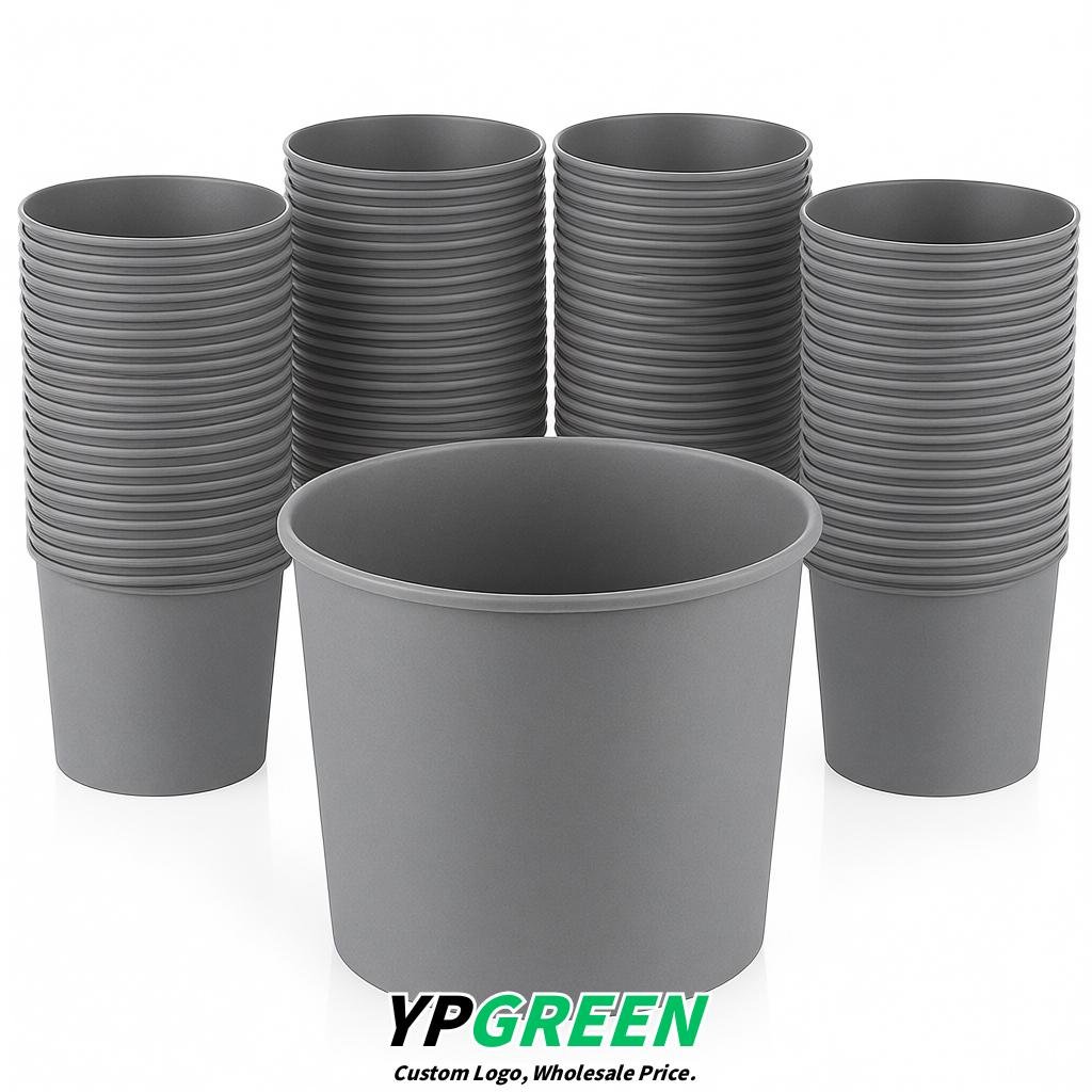 Gray 85 oz Paper Buckets 6.9x5.7x6.3 Inches Cardboard Food Container