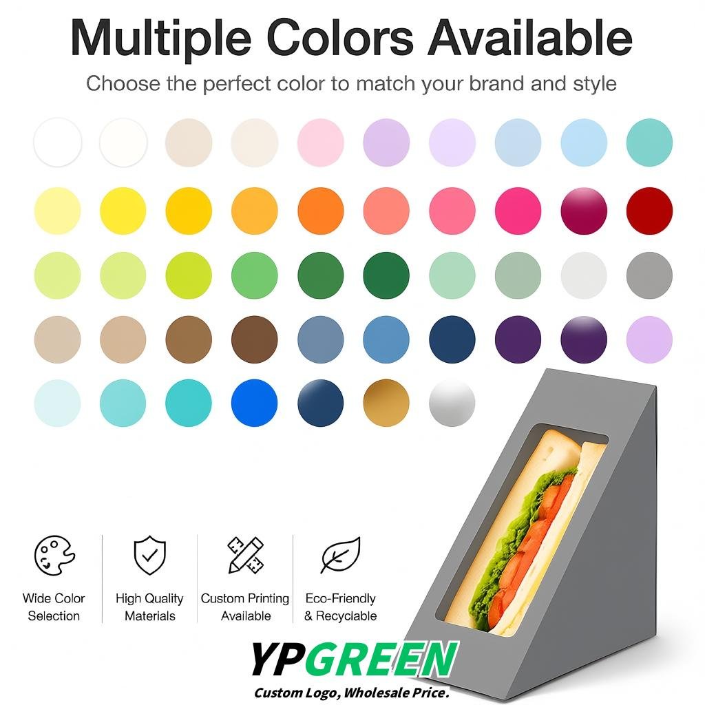 Gray Triangle Paper Sandwich Boxes with Window 4.7x4.7x2.6 Inch - Factory Direct