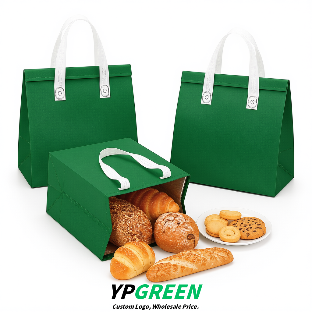 Green 4-Cup insulated take away bags wholesale 9.5 x 9.5 x 6 inches for Hot & Cold Drink Delivery