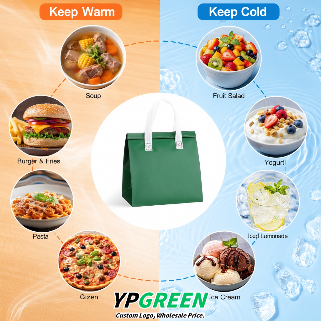 Green 4-Cup insulated take away bags wholesale 9.5 x 9.5 x 6 inches for Hot & Cold Drink Delivery