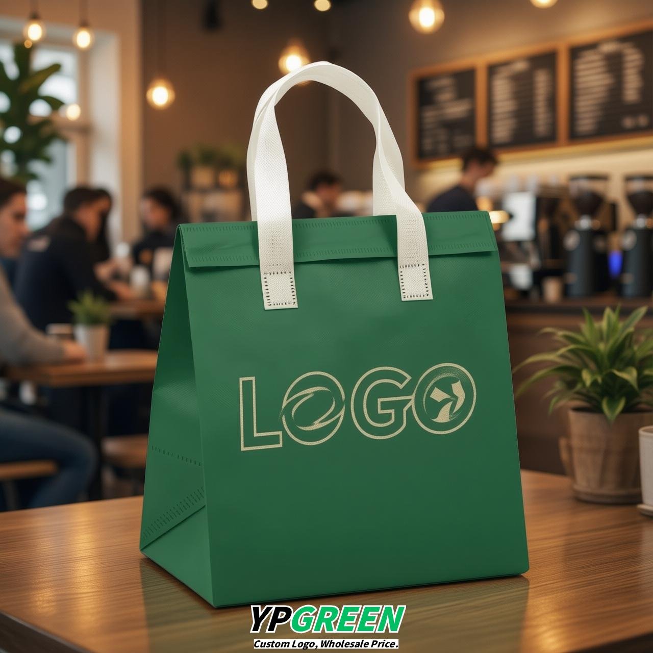 Green 4-Cup insulated take away bags wholesale 9.5 x 9.5 x 6 inches for Hot & Cold Drink Delivery