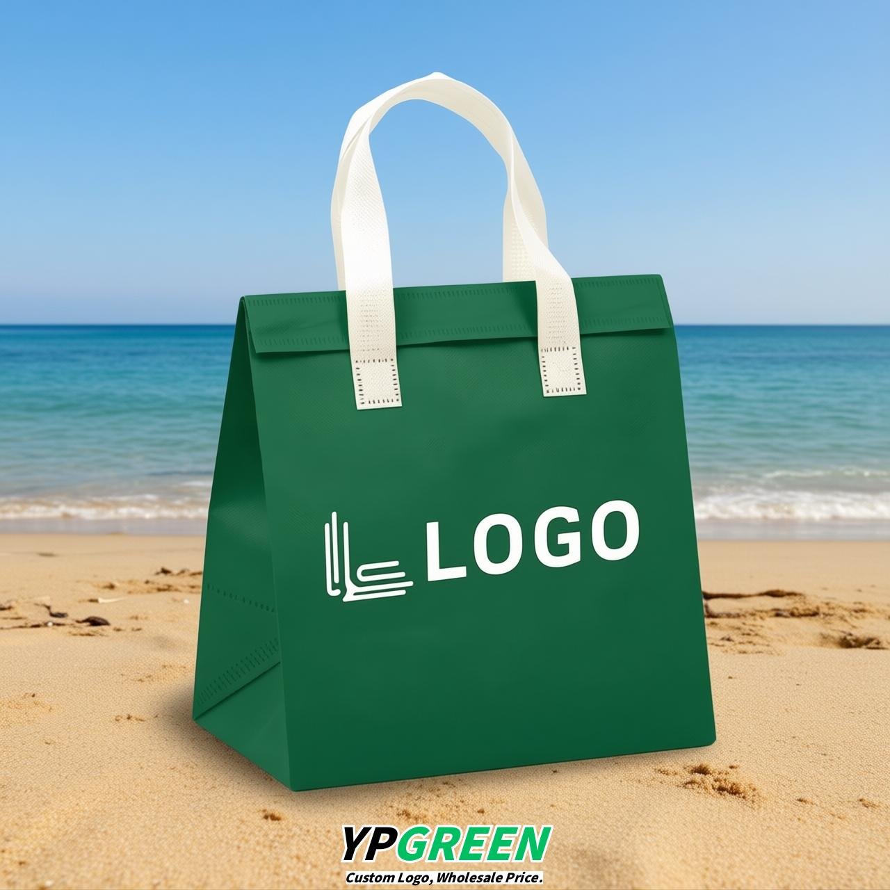 Green 4-Cup insulated take away bags wholesale 9.5 x 9.5 x 6 inches for Hot & Cold Drink Delivery