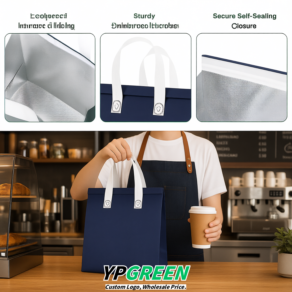 Indigo 4-Cup insulated take away bags wholesale 9.5 x 9.5 x 6 inches for Hot & Cold Drink Delivery
