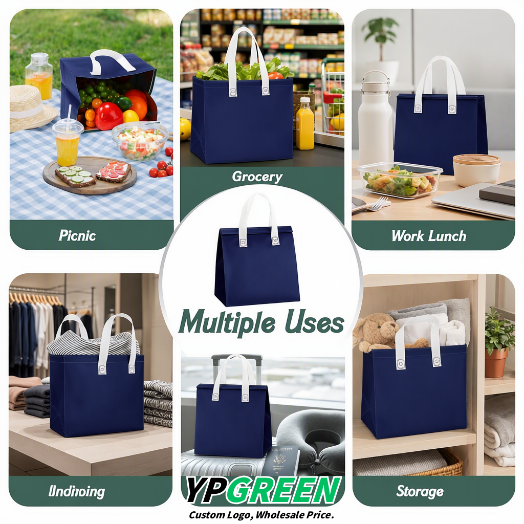 Indigo 4-Cup insulated take away bags wholesale 9.5 x 9.5 x 6 inches for Hot & Cold Drink Delivery