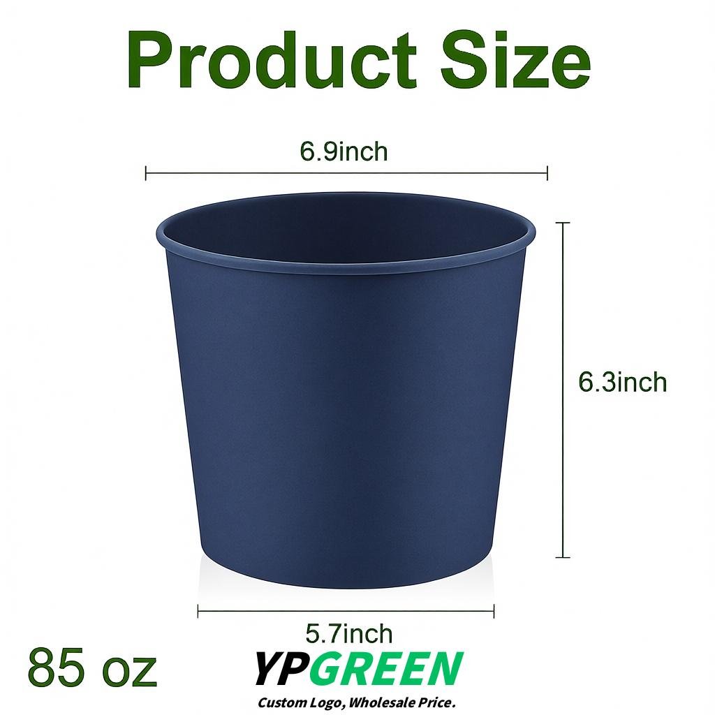 Indigo 85 oz Paper Buckets 6.9x5.7x6.3 Inches Cardboard Food Container