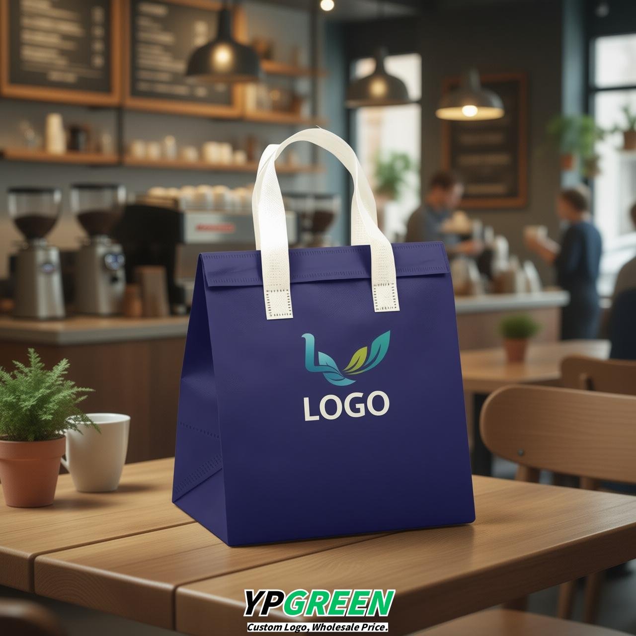 Indigo 4-Cup insulated take away bags wholesale 9.5 x 9.5 x 6 inches for Hot & Cold Drink Delivery
