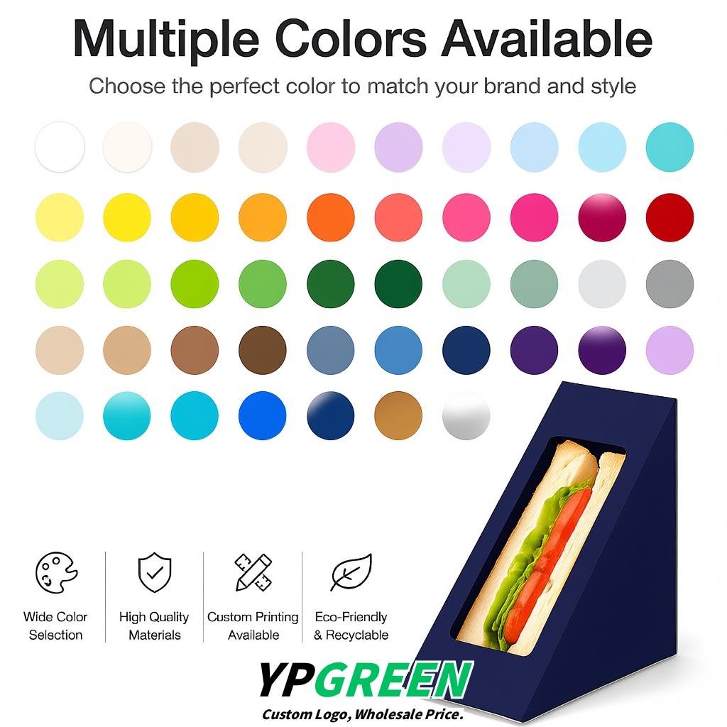 Indigo Triangle Paper Sandwich Boxes with Window 4.7x4.7x2.6 Inch - Factory Direct