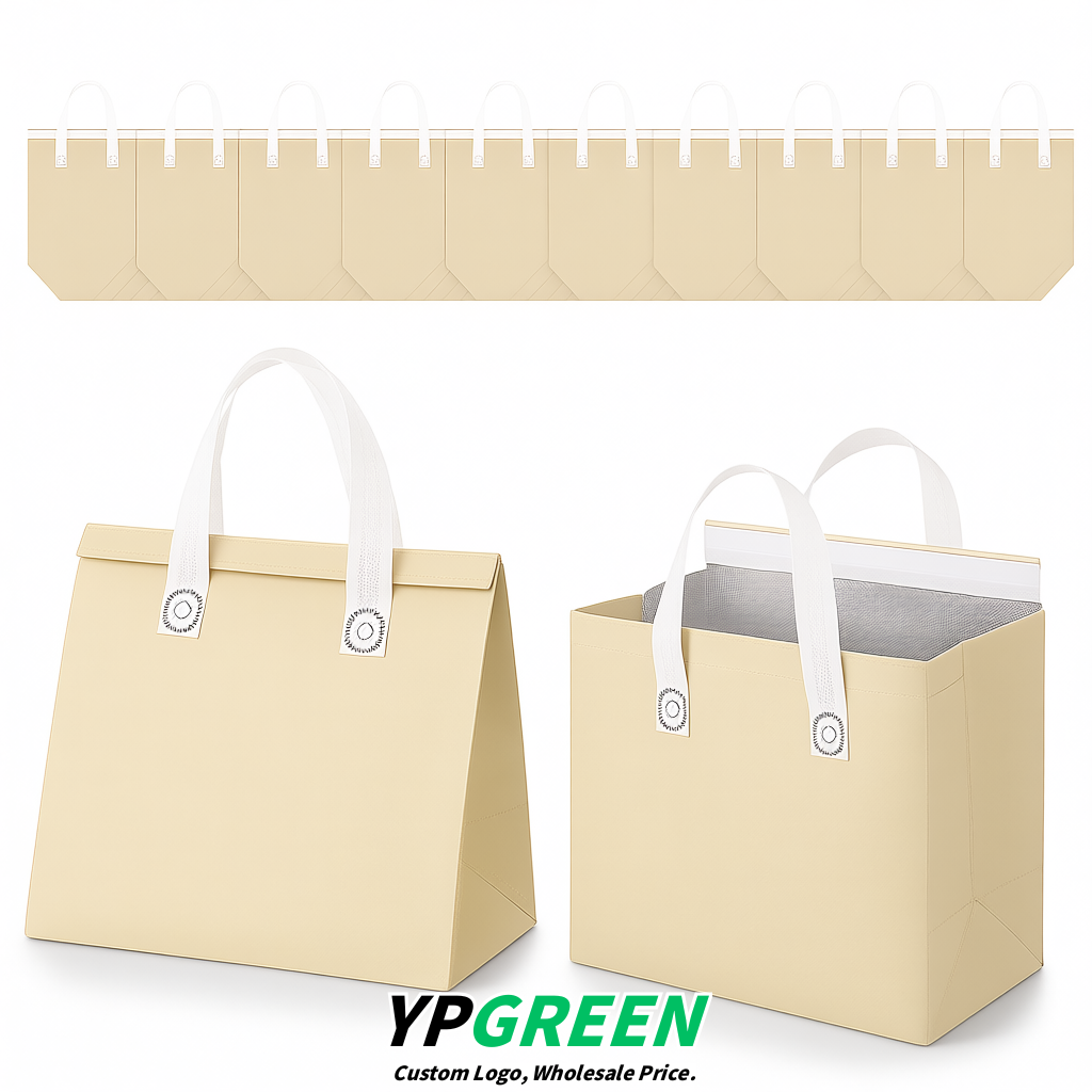 Ivory 4-Cup insulated take away bags wholesale 9.5 x 9.5 x 6 inches for Hot & Cold Drink Delivery