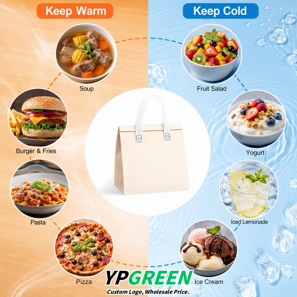 Ivory 4-Cup insulated take away bags wholesale 9.5 x 9.5 x 6 inches for Hot & Cold Drink Delivery