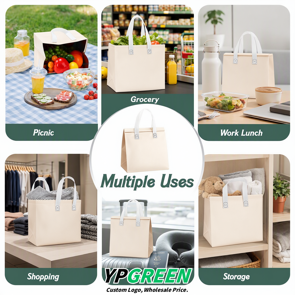 Ivory 4-Cup insulated take away bags wholesale 9.5 x 9.5 x 6 inches for Hot & Cold Drink Delivery
