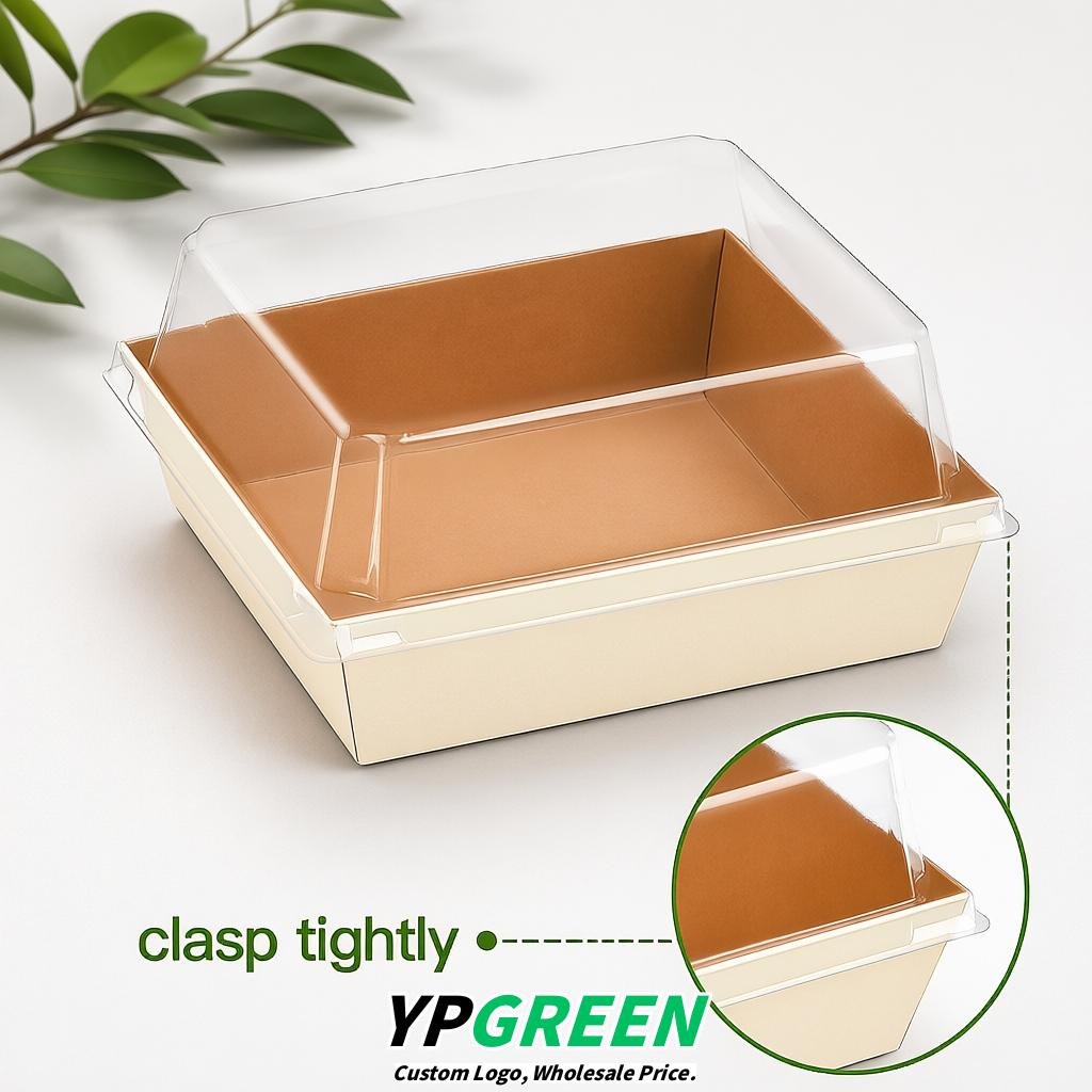 Ivory Charcuterie Boxes with Clear Lids - 4 inches & 5 inches Disposable Paper Square Food Containers
