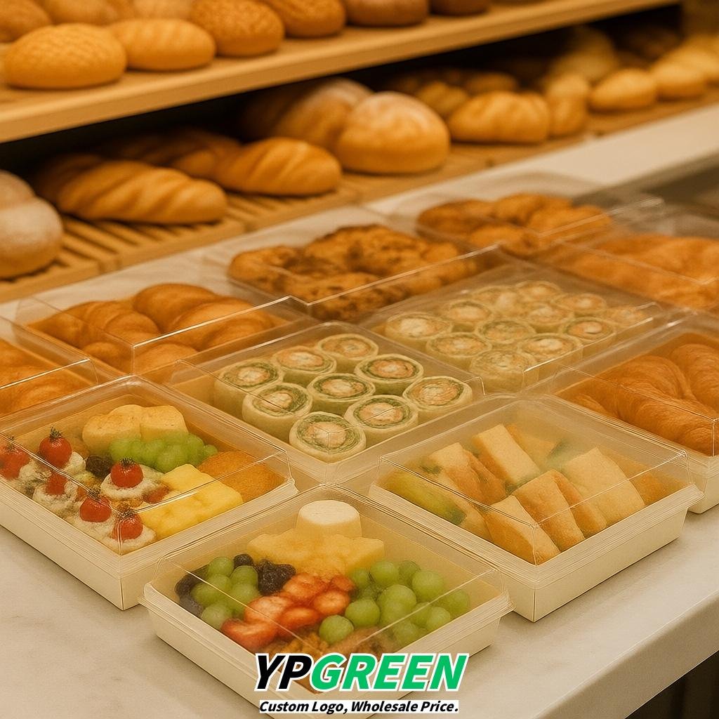 Ivory Charcuterie Boxes with Clear Lids - 4 inches & 5 inches Disposable Paper Square Food Containers