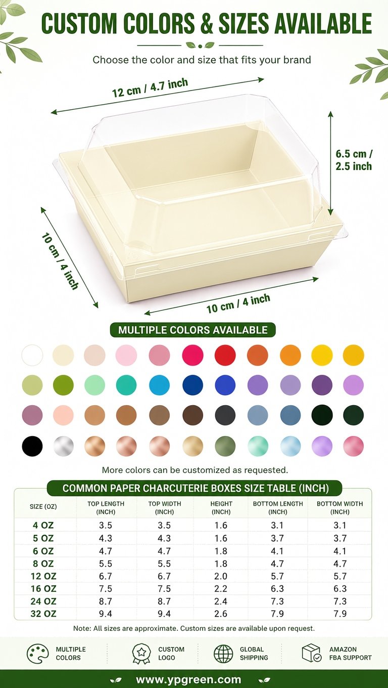 Ivory Charcuterie Boxes with Clear Lids - 4 inches & 5 inches Disposable Paper Square Food Containers Ivory Charcuterie Boxes with Clear Lids - 4 inches & 5 inches Disposable Paper Square Food Containers