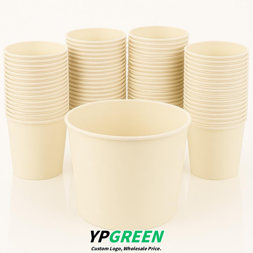 Ivory 85 oz Paper Buckets 6.9x5.7x6.3 Inches Cardboard Food Container