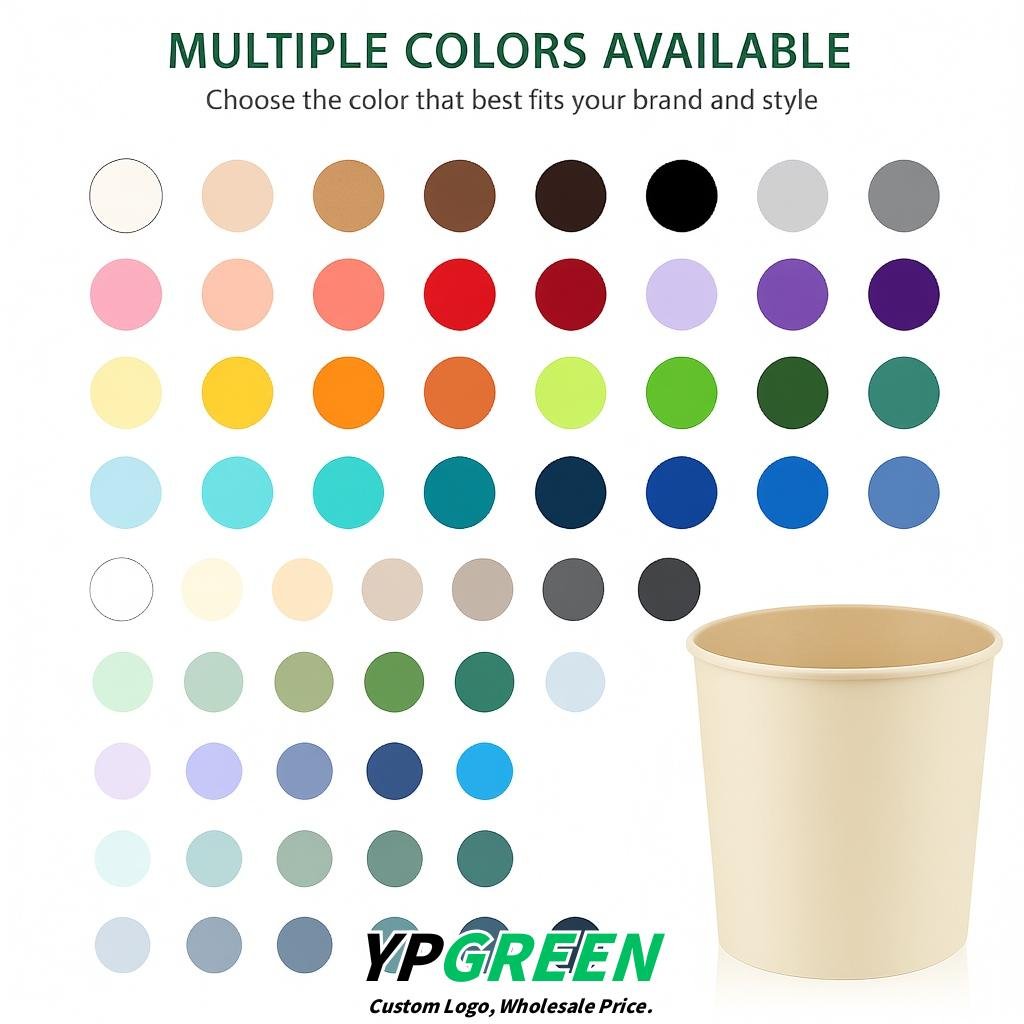 Ivory 85 oz Paper Buckets 6.9x5.7x6.3 Inches Cardboard Food Container