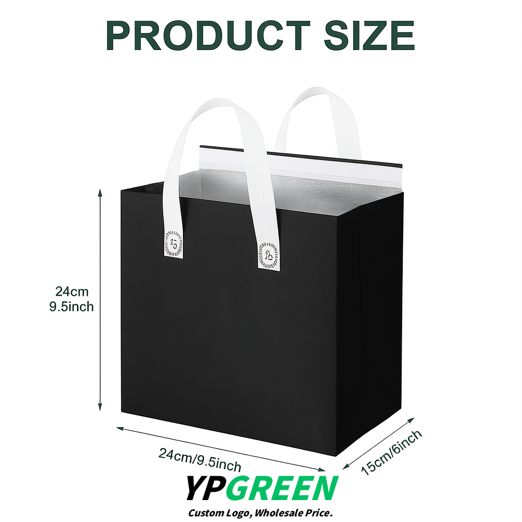 Jet Black 4-Cup insulated take away bags wholesale 9.5 x 9.5 x 6 inches for Hot & Cold Drink Delivery