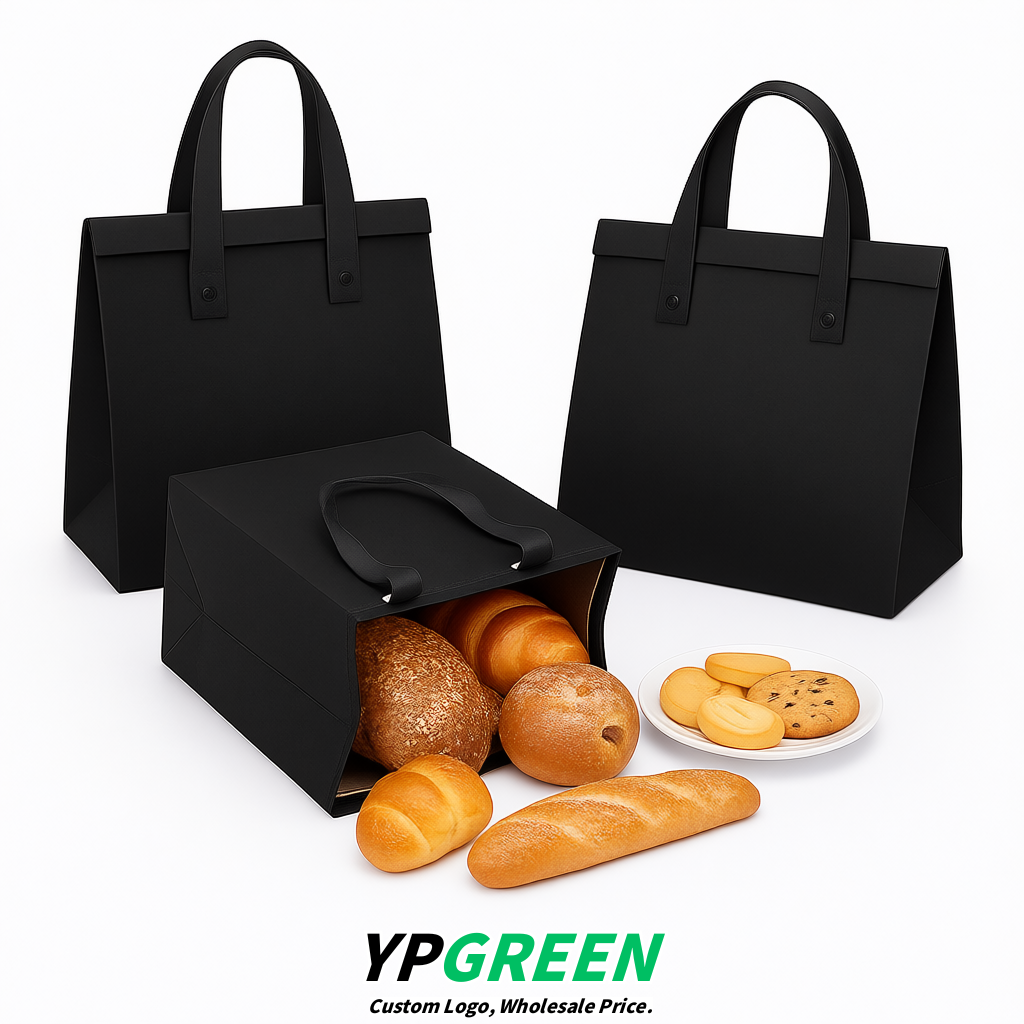 Jet Black 4-Cup insulated take away bags wholesale 9.5 x 9.5 x 6 inches for Hot & Cold Drink Delivery