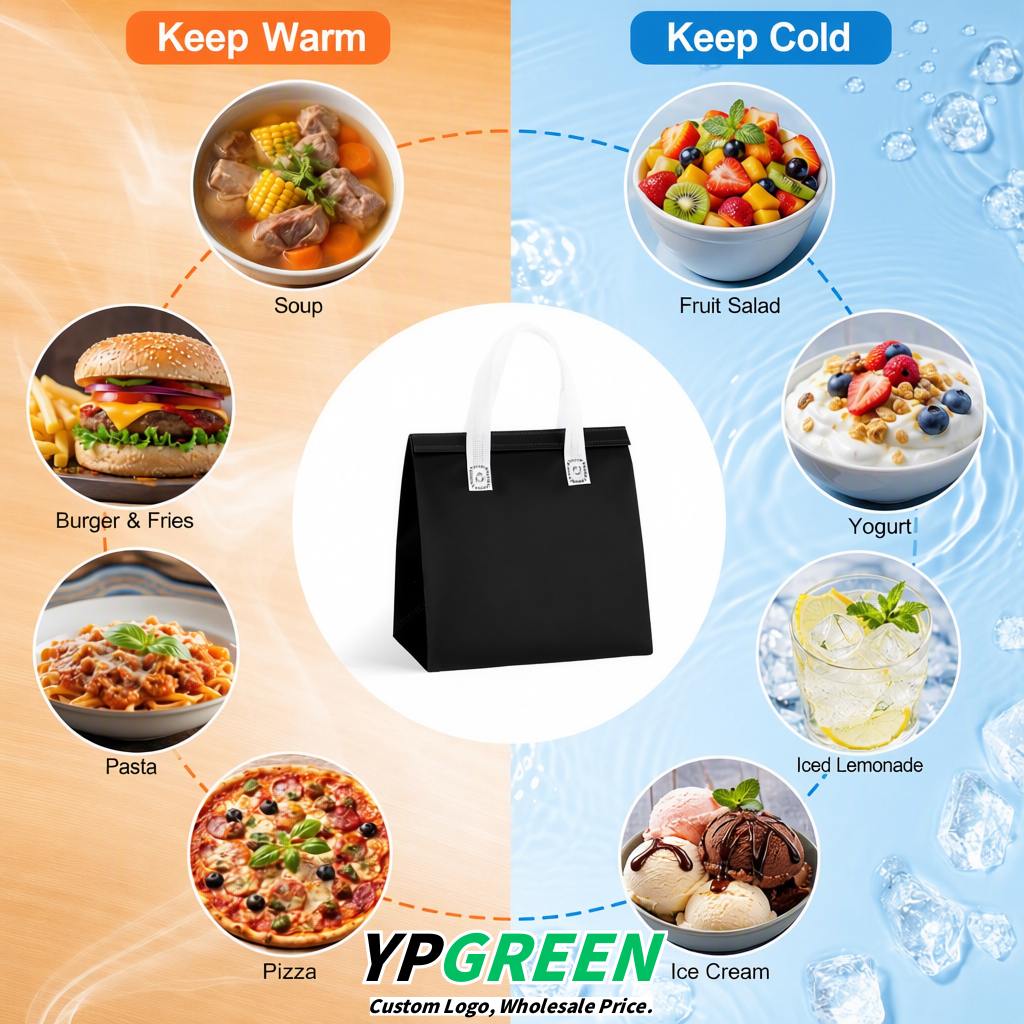 Jet Black 4-Cup insulated take away bags wholesale 9.5 x 9.5 x 6 inches for Hot & Cold Drink Delivery
