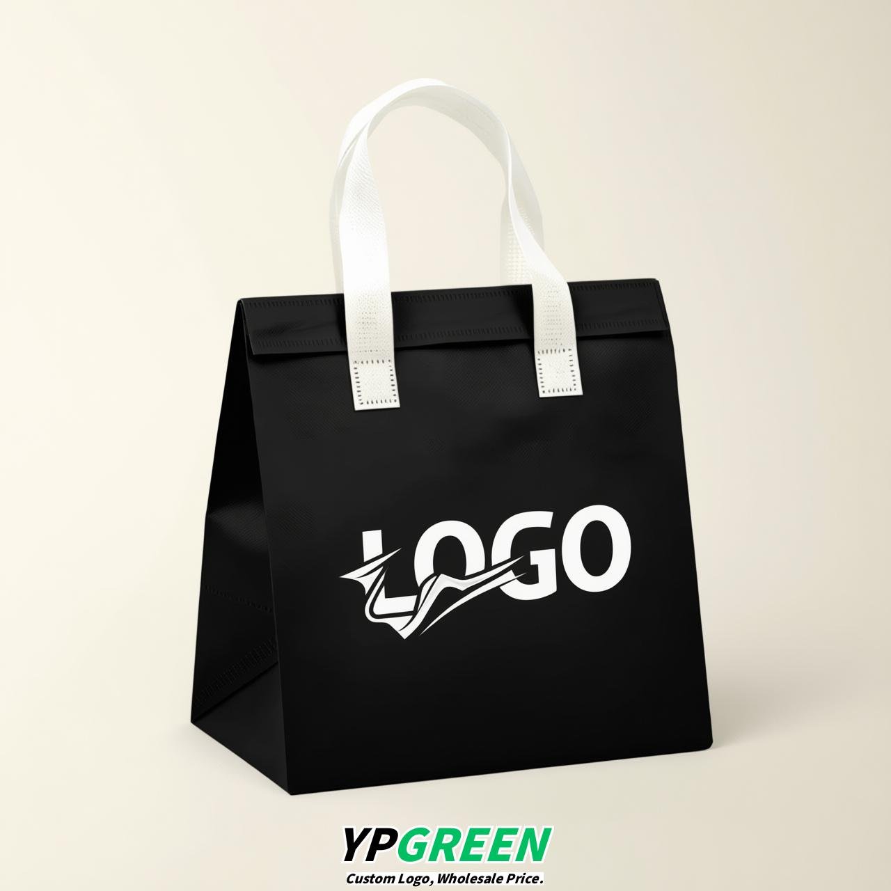 Jet Black 4-Cup insulated take away bags wholesale 9.5 x 9.5 x 6 inches for Hot & Cold Drink Delivery